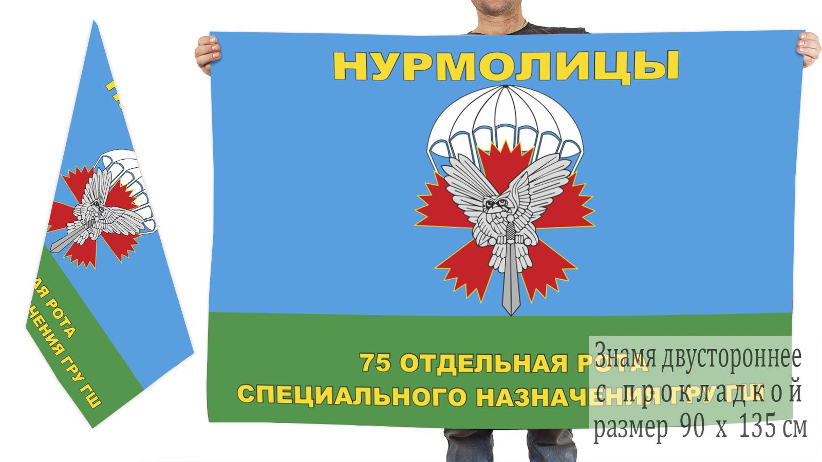 Двусторонний флаг 75 орСпН ГРУ ГШ по лучшей цене