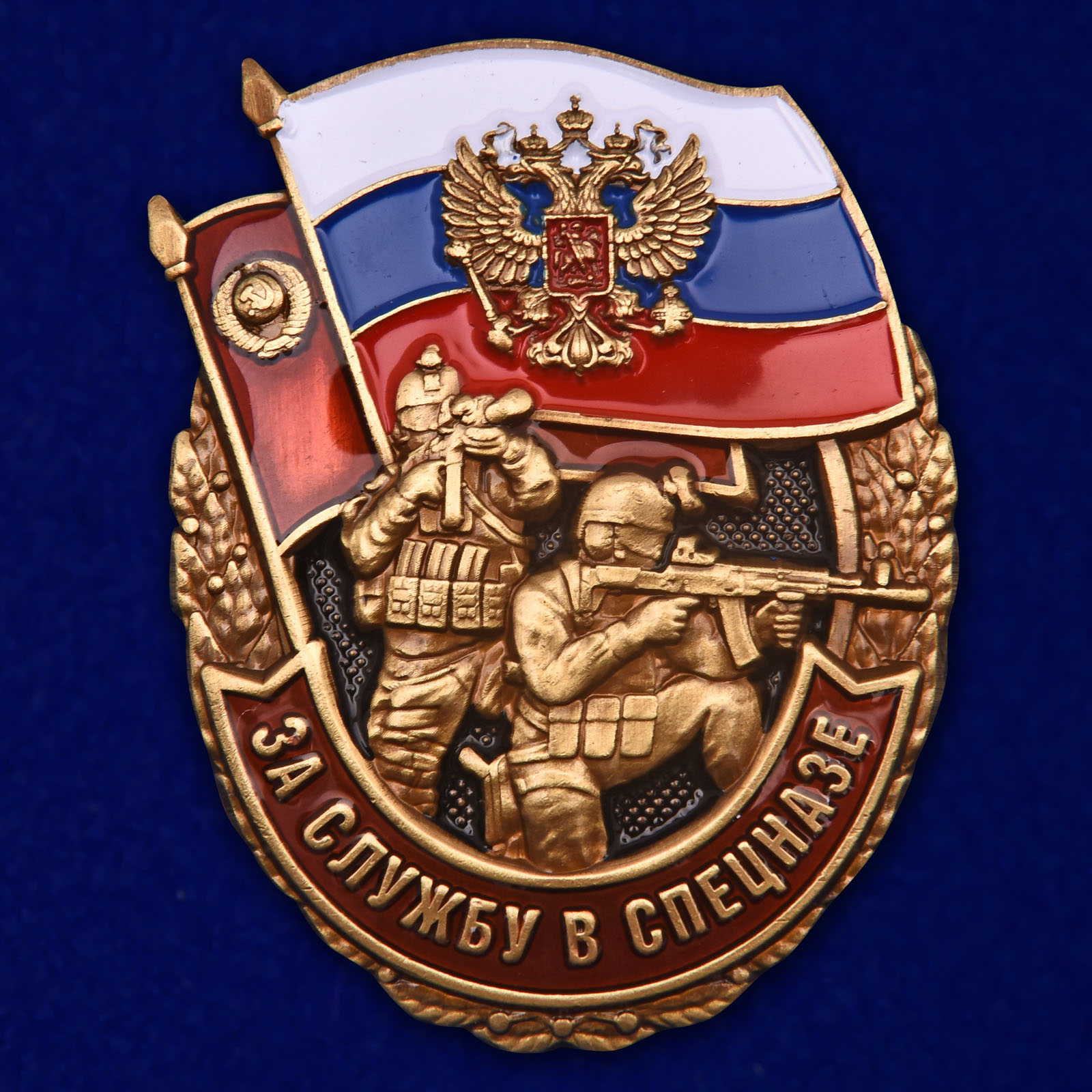 Купить нагрудный знак За службу в Спецназе России в футляре выгодно