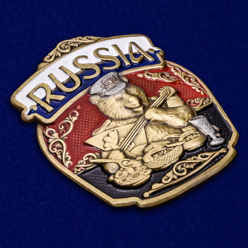 Купить патриотическую накладку "RUSSIA" с медведем