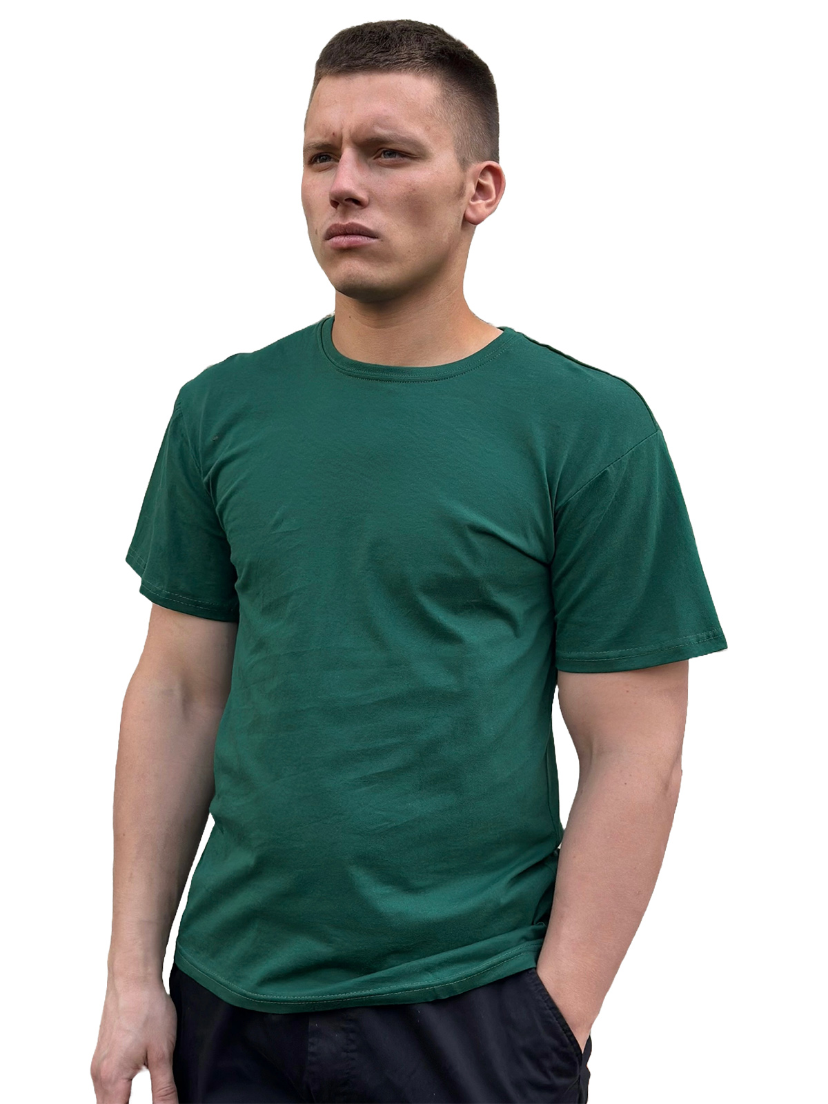 Однотонная зеленая футболка - в розницу и оптом