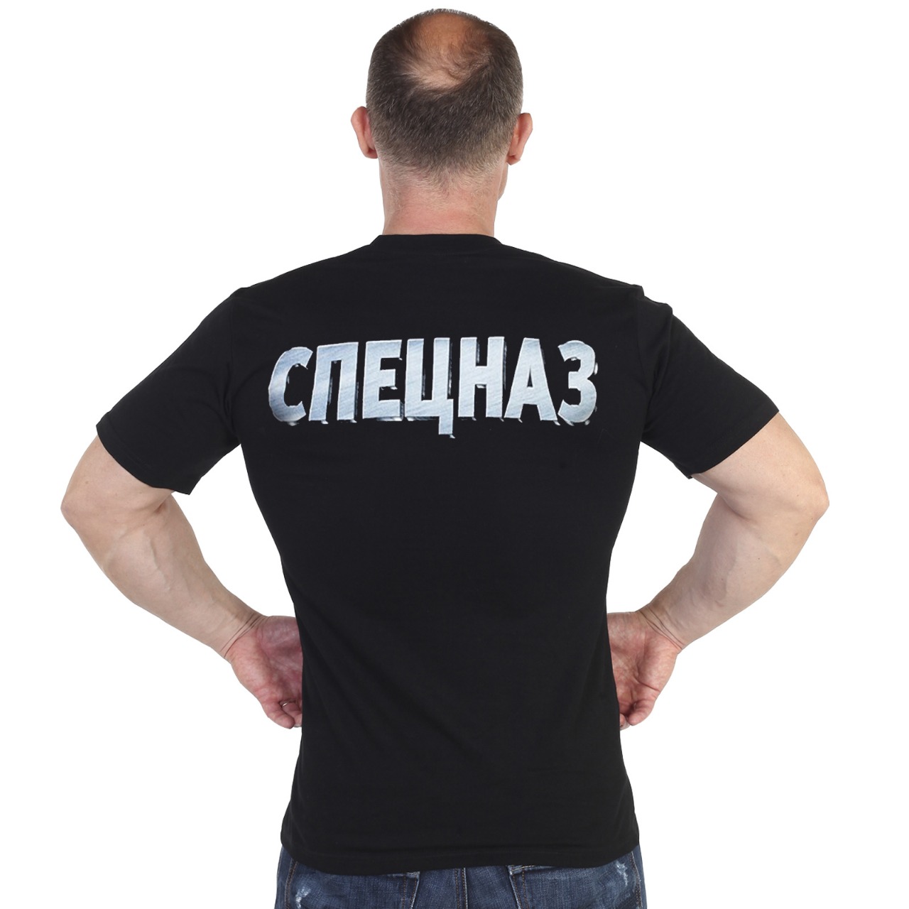 Купить хлопковую черную футболку Спецназ ВВ РФ с доставкой в ваш город