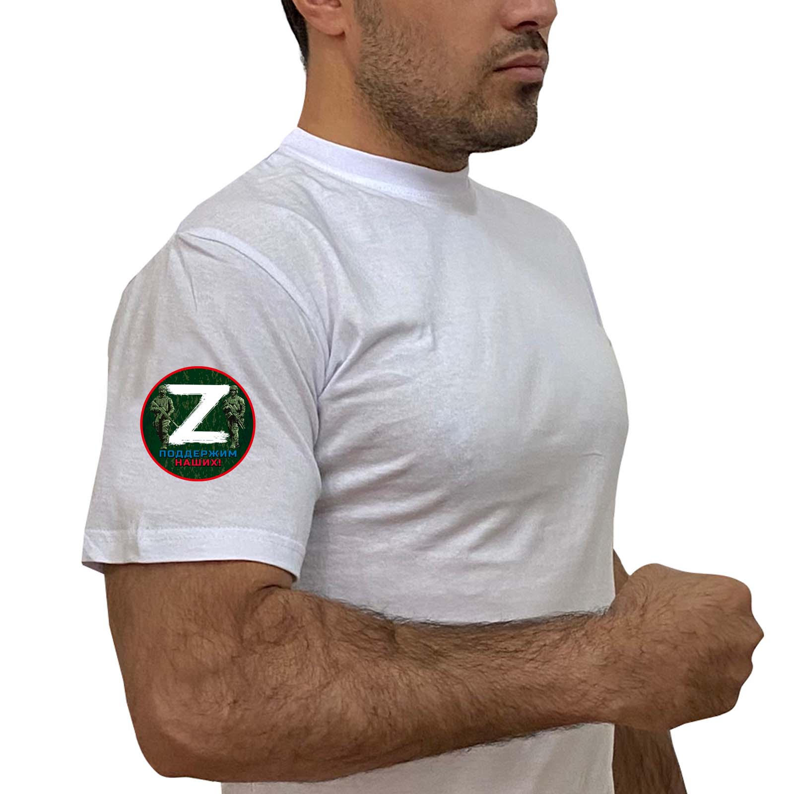 Купить белую футболку с трансфером «Z» на рукаве
