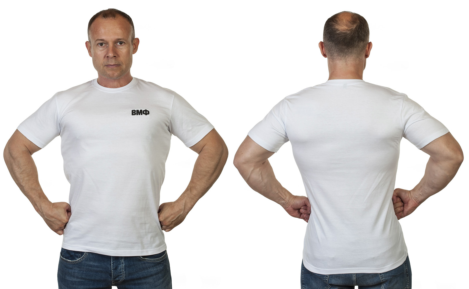Белые футболки ВМФ с вышивкой на груди по лучшей цене