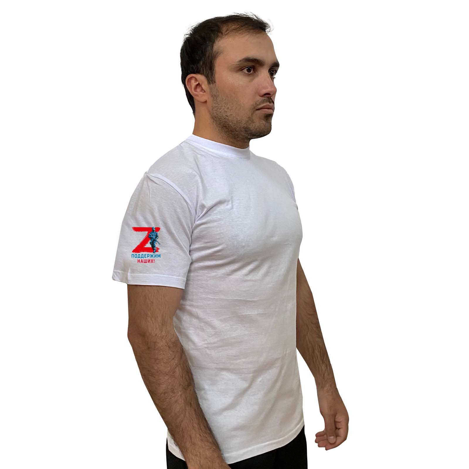 Белая футболка Z с принтом на рукаве
