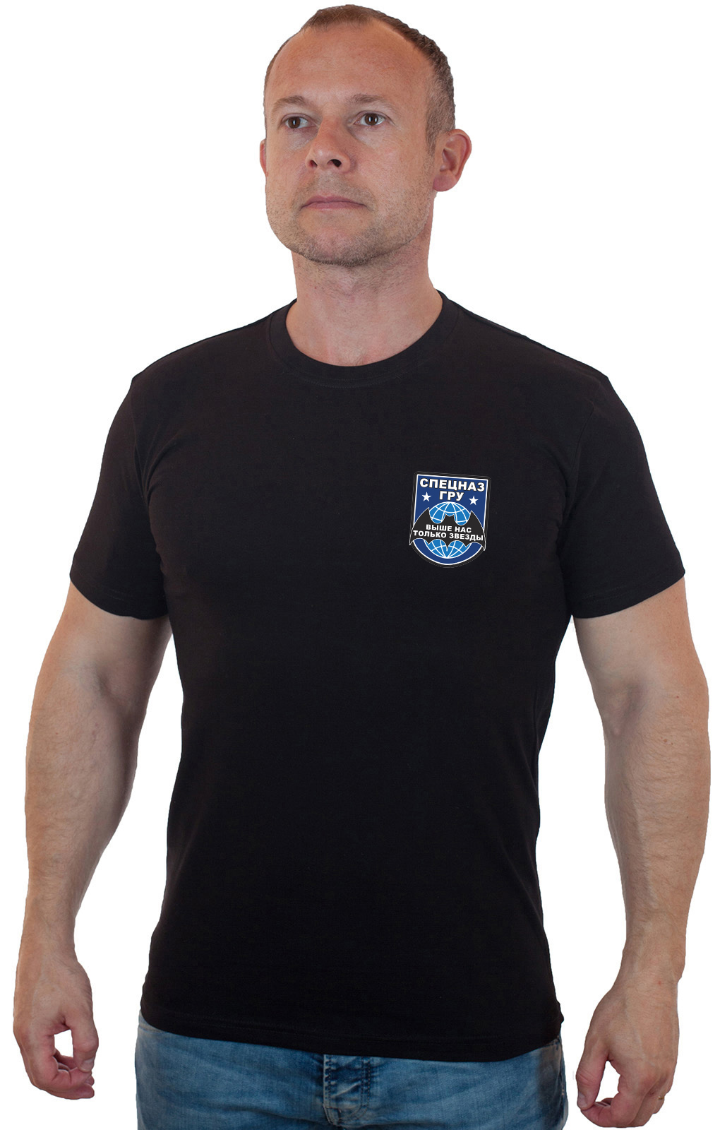 Черная футболка Спецназа ГРУ на заказ