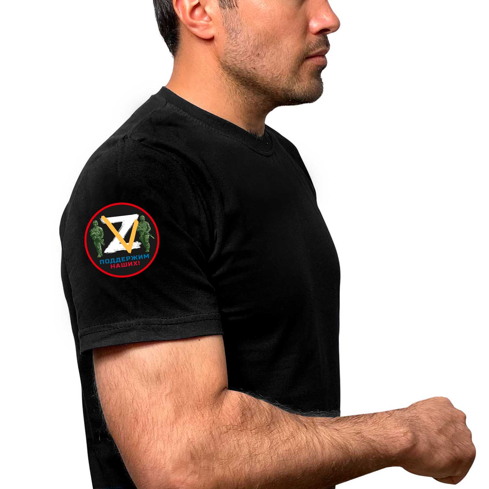 Чёрная футболка с термопринтом ZV на рукаве
