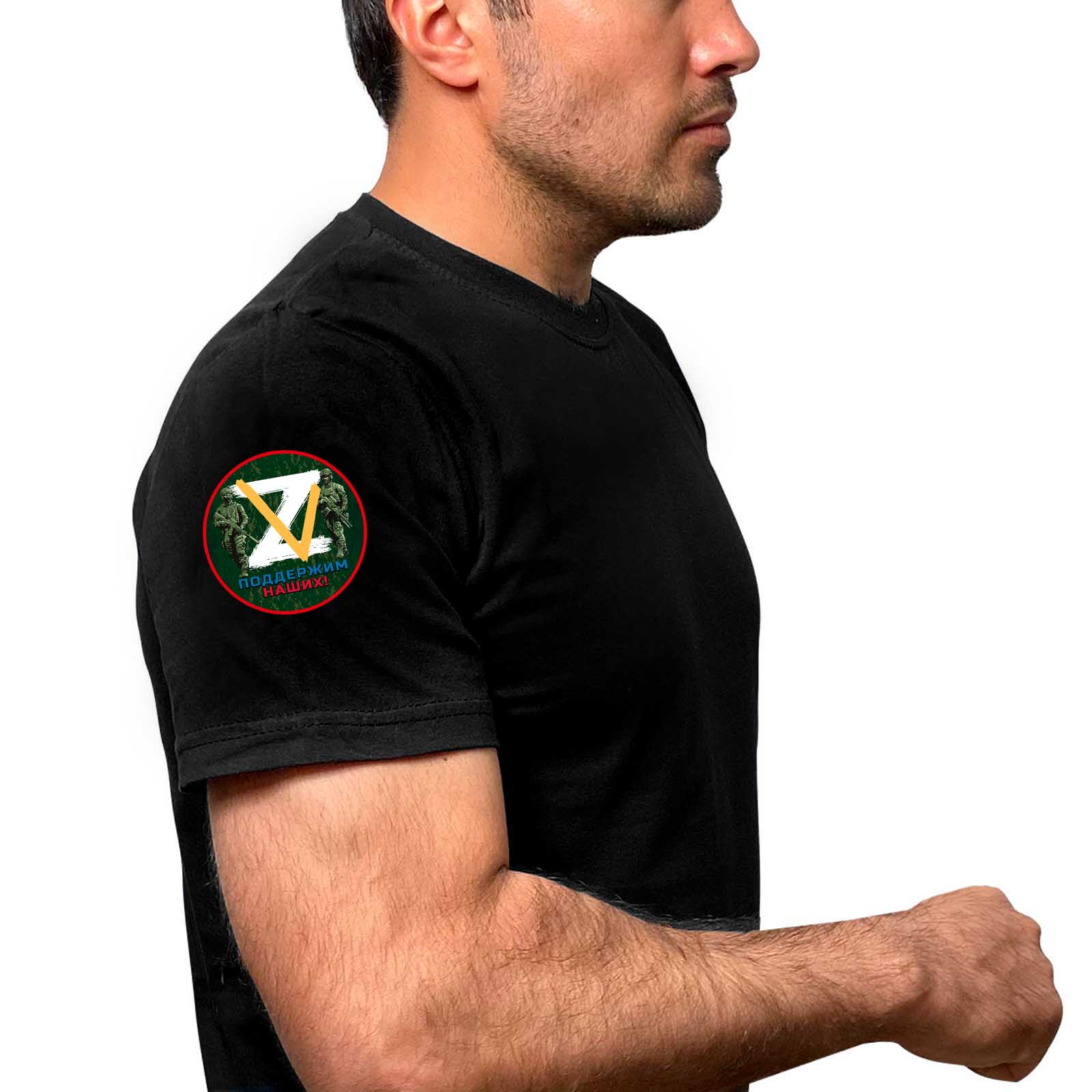 Чёрная футболка с трансфером ZV на рукаве