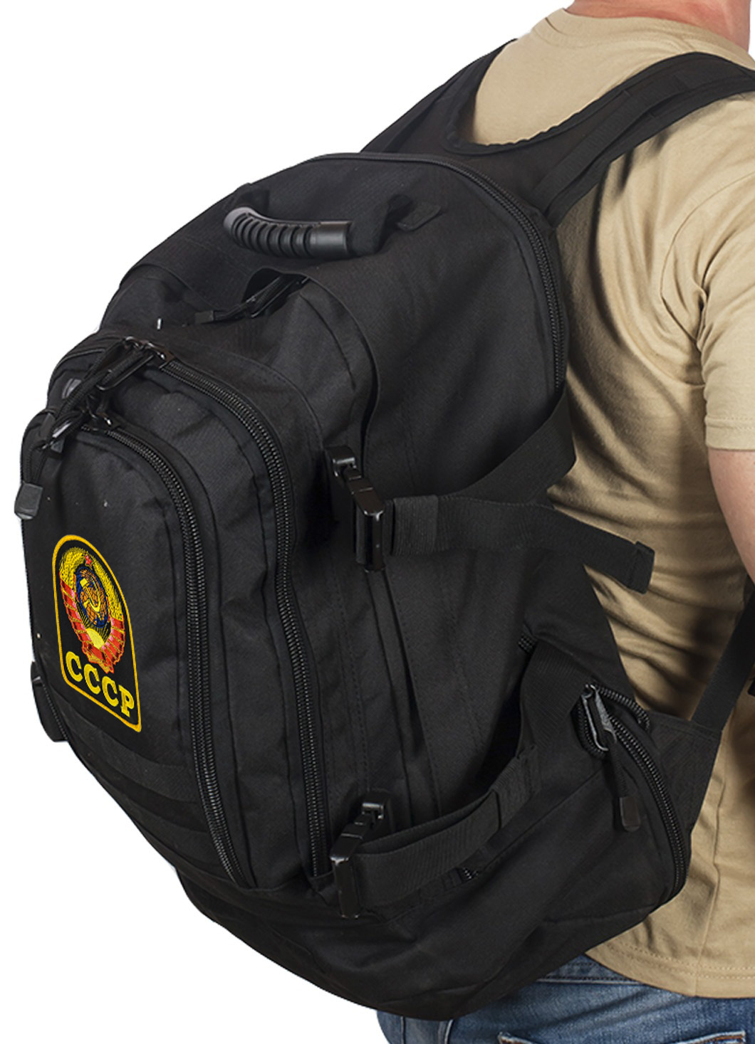 Черный рюкзак универсального назначения 3-Day Expandable Backpack 08002B Black с эмблемой СССР купить в Военпро