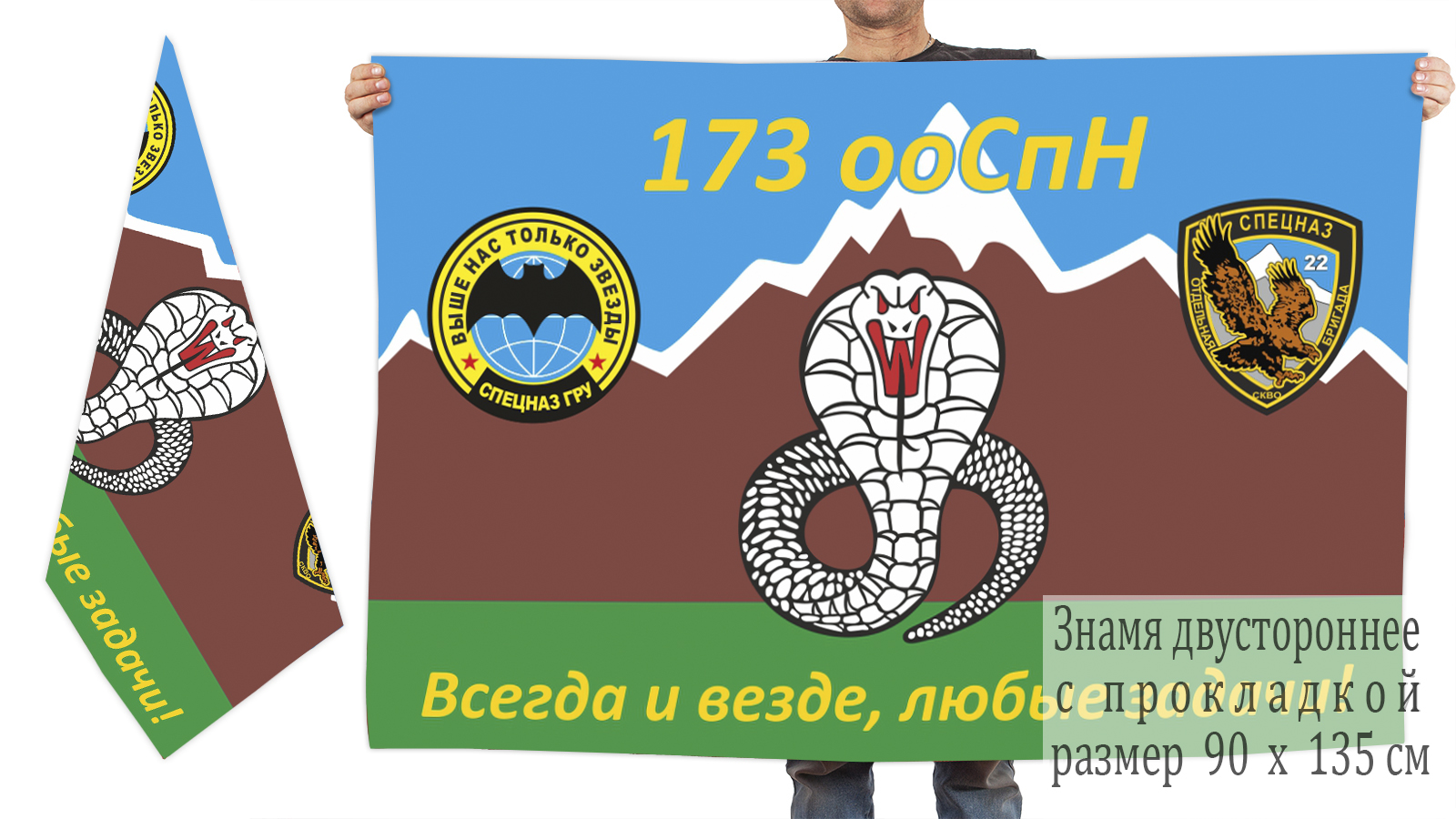Двусторонний флаг 173 ооСпН ГРУ