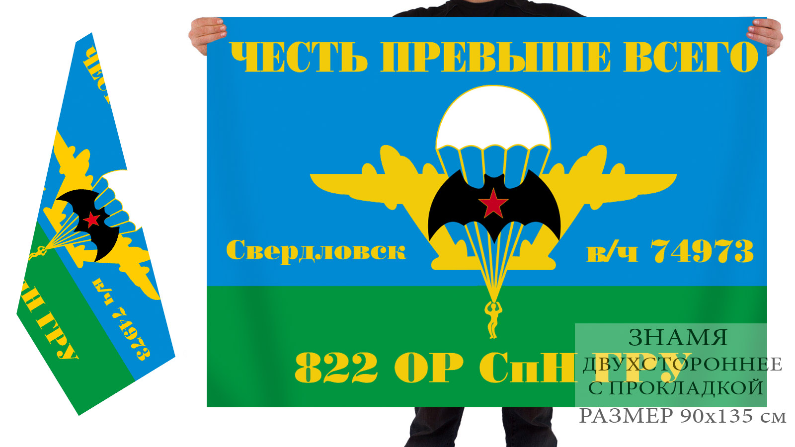 Двусторонний флаг 822 ОРСпН ГРУ