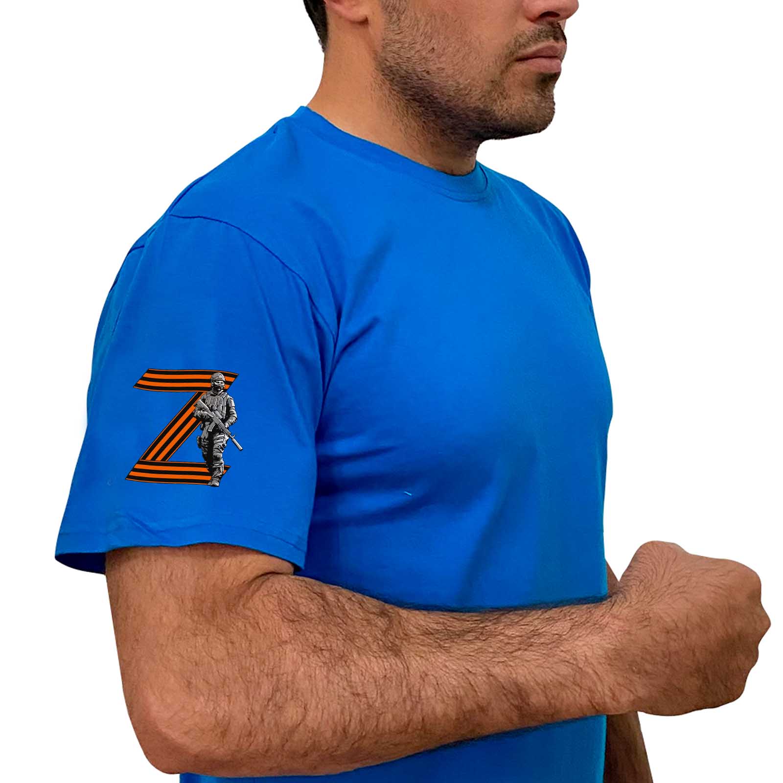 Купить голубую мужскую футболку с литерой Z с доставкой