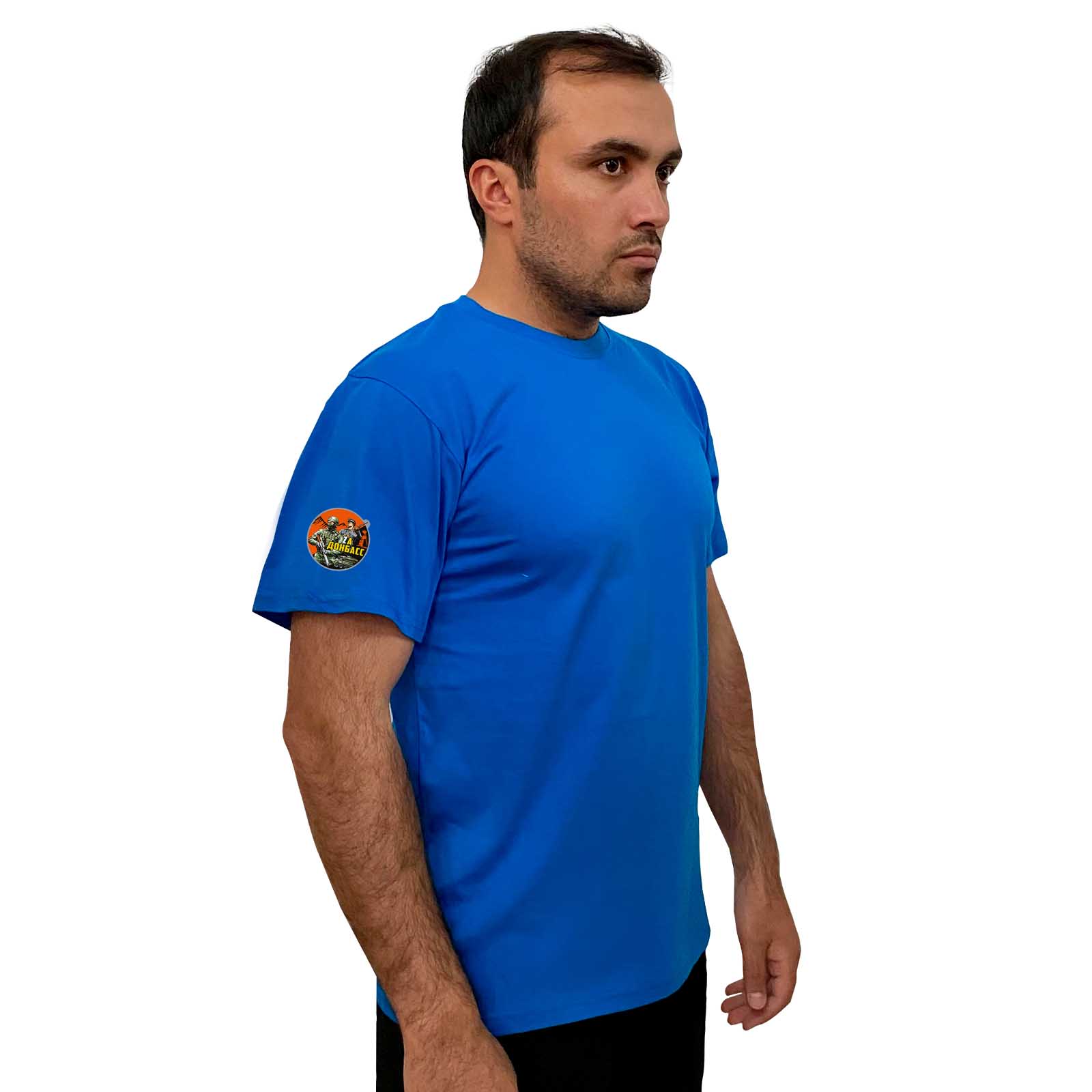 Купить хлопковую голубую футболку Zа Донбасс онлайн