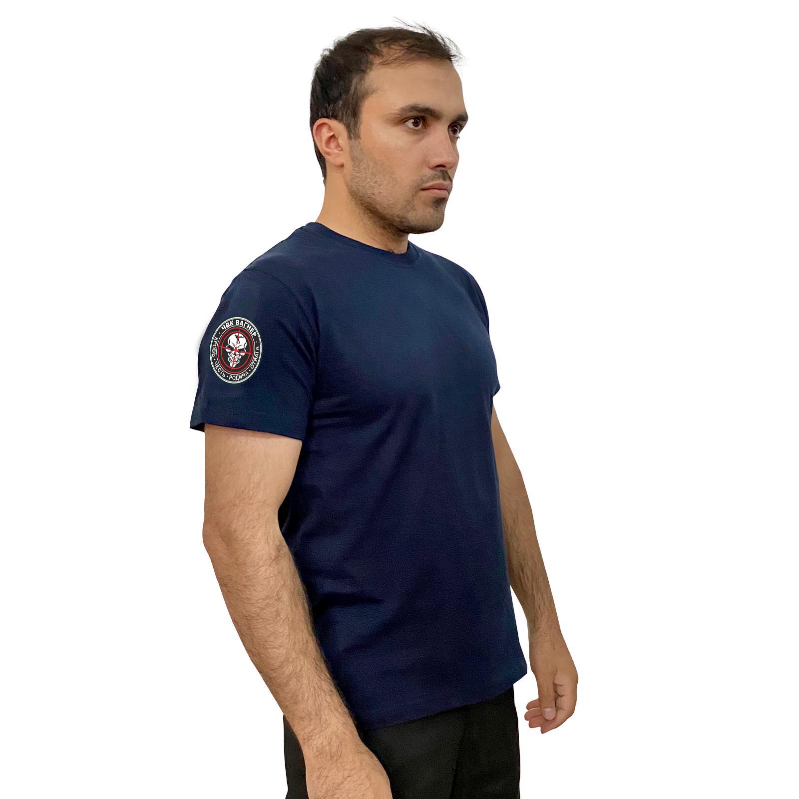 Купить хлопковую мужскую футболку с термотрансфером ЧВК Вагнер с доставкой