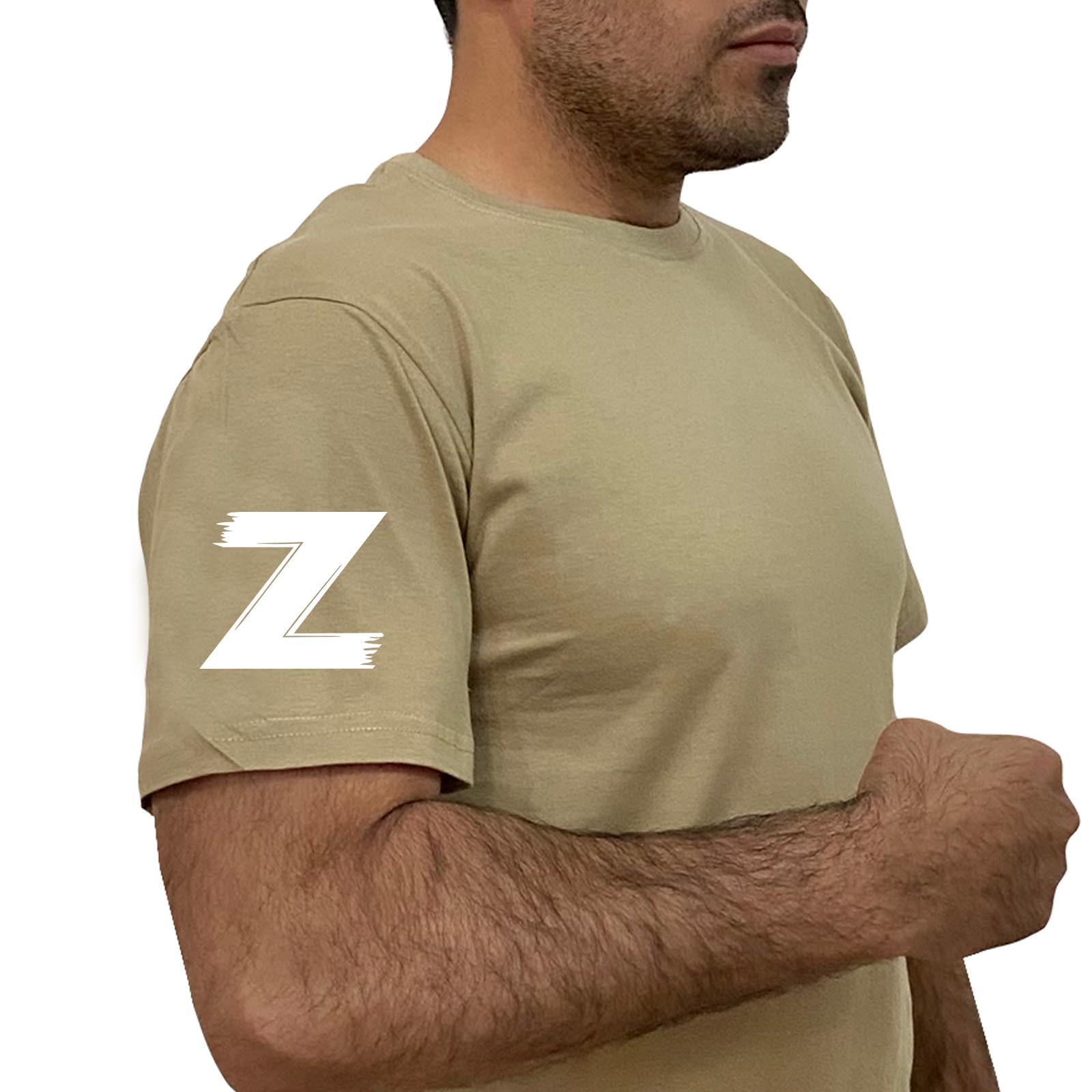 Купить хлопковую песочную футболку с литерой Z выгодно