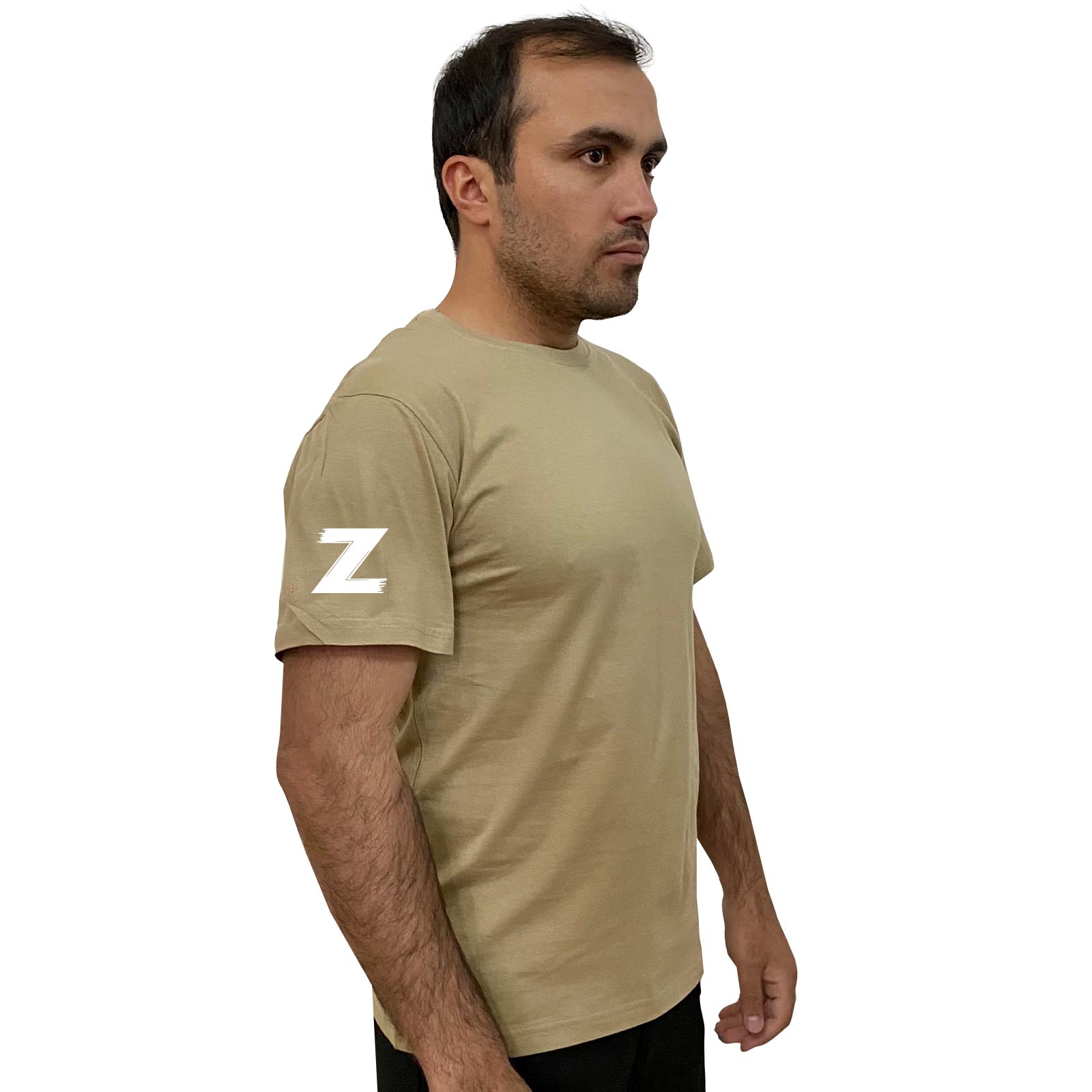 Купить хлопковую песочную футболку с литерой Z онлайн