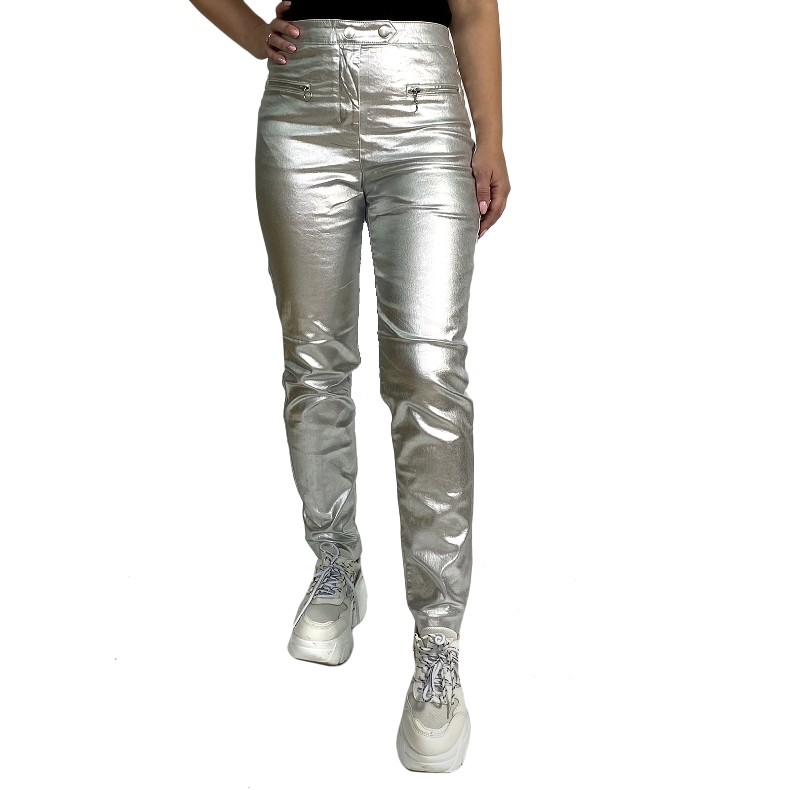 Купить в интернет магазине женские брюки металлик
