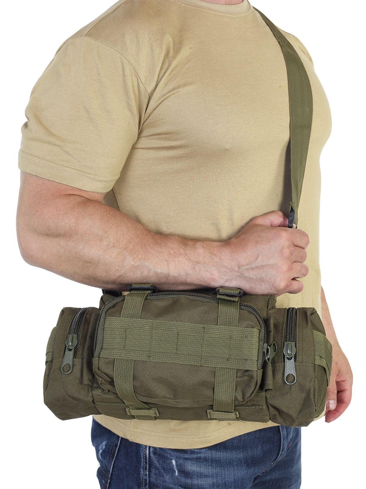 Компактная мужская сумка на плечо и пояс по выгодной цене