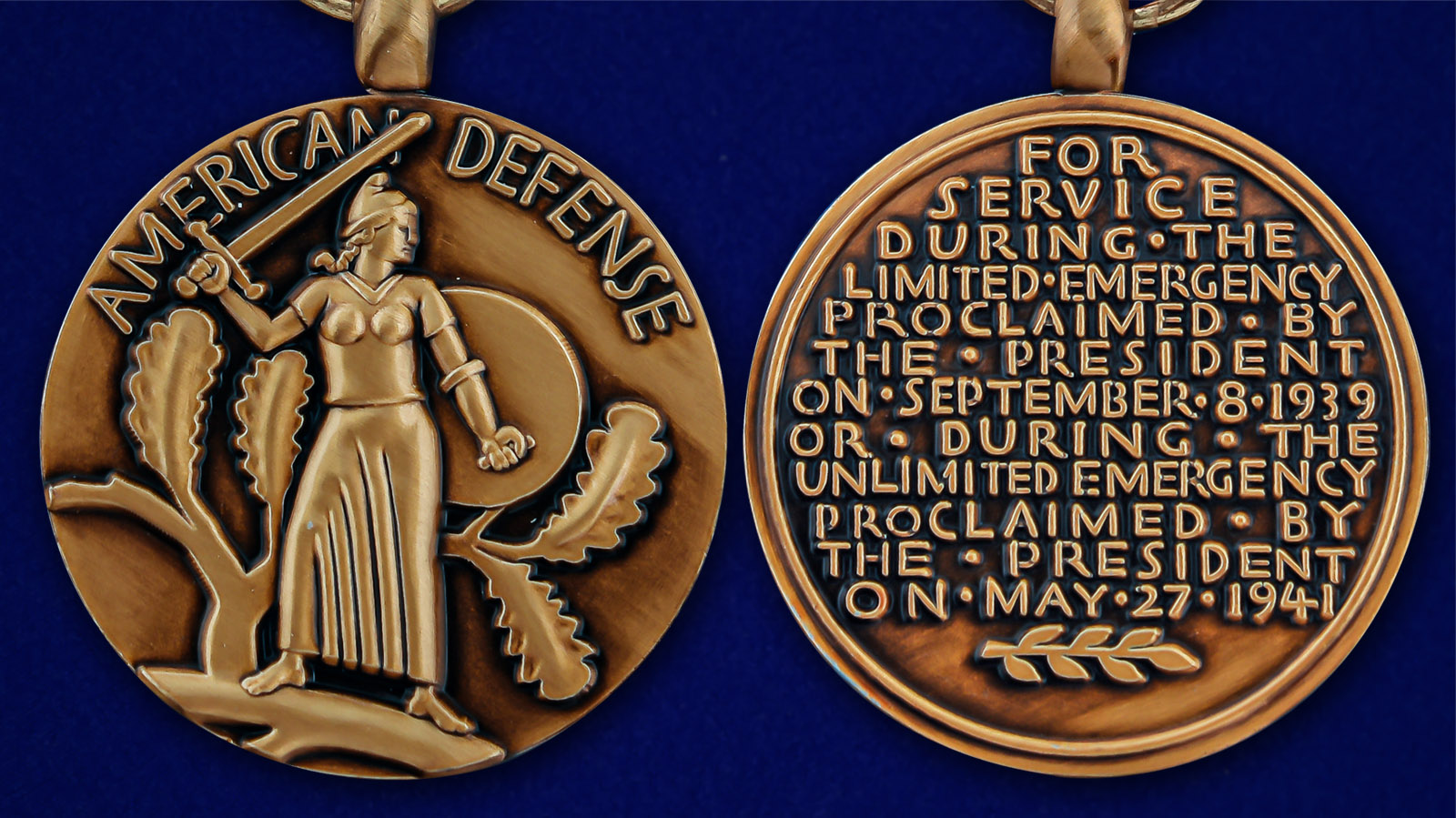 Описание медали "За оборону Америки" - аверс и реверс