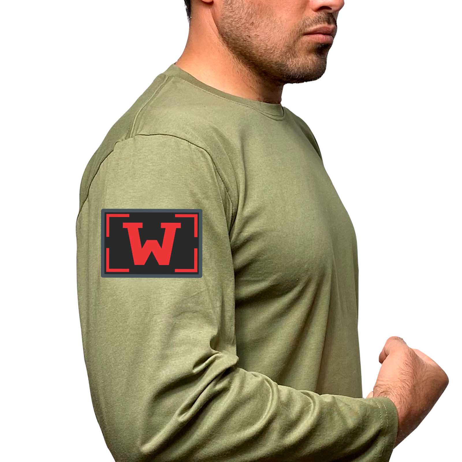 Купить мужскую хлопковую футболку с длинным рукавом с термотрансфером W онлайн