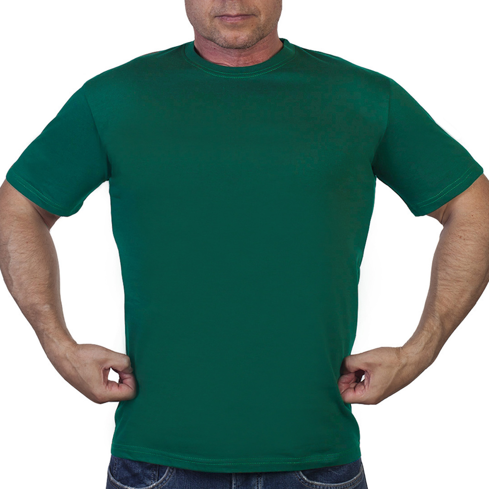 Однотонная зеленая футболка - в розницу и оптом