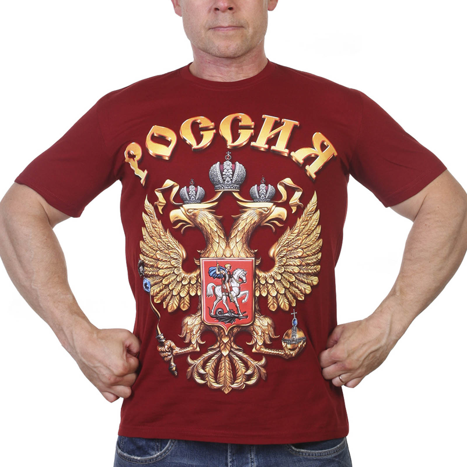 Купить патриотическую футболку с гербом России по лучшей цене