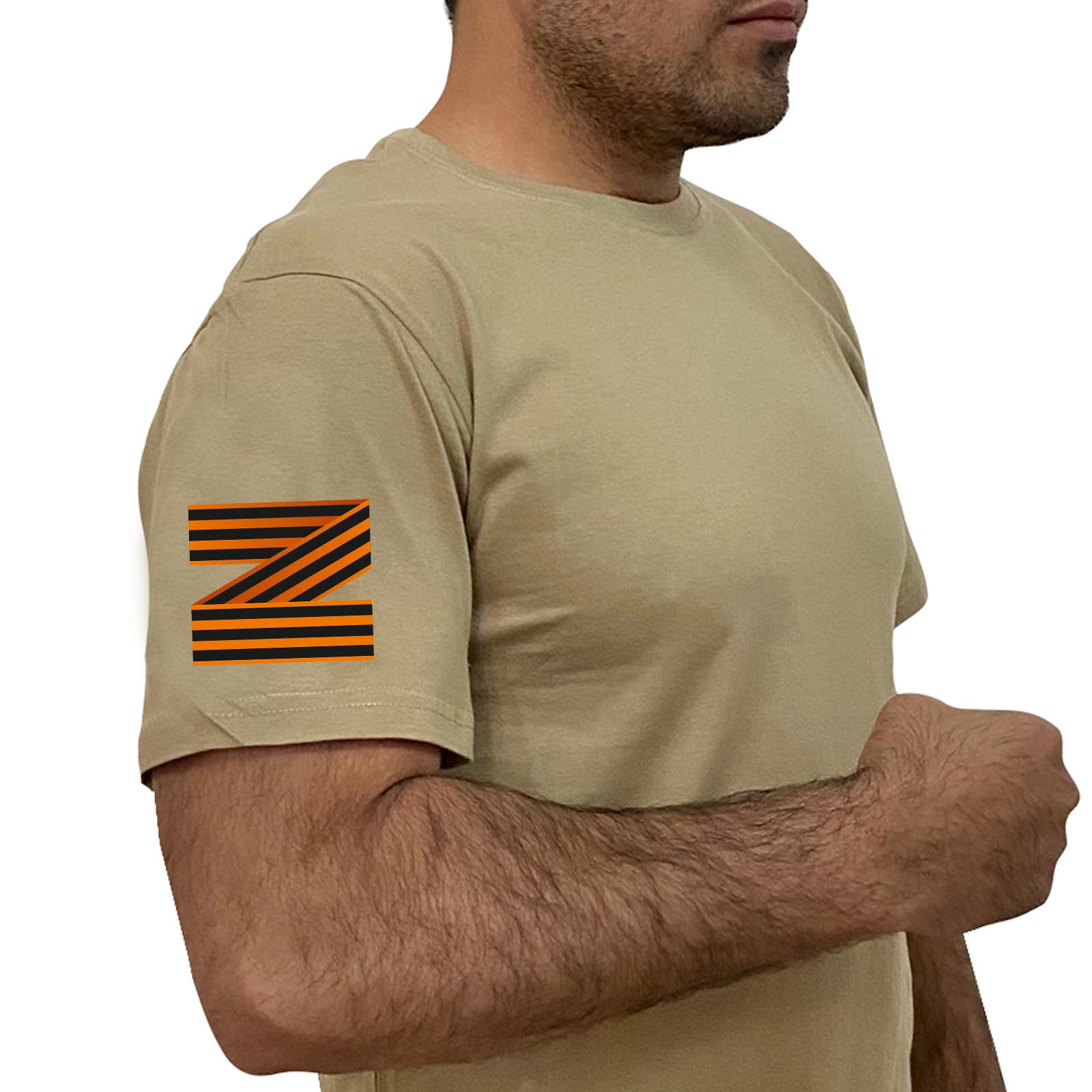 Купить песочную трендовую футболку с литерой Z онлайн
