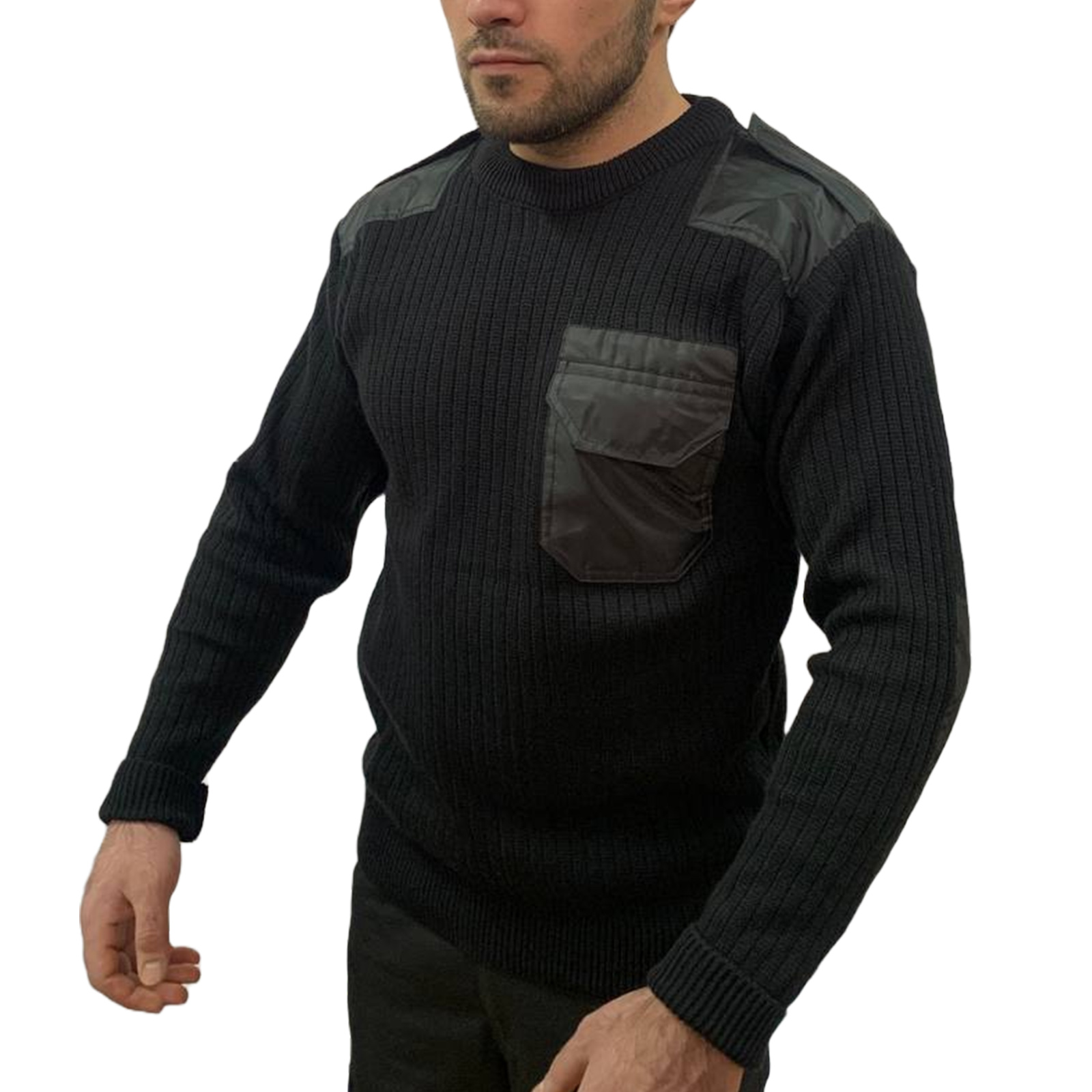 Купить шерстяной вязанный свитер спецназа черный