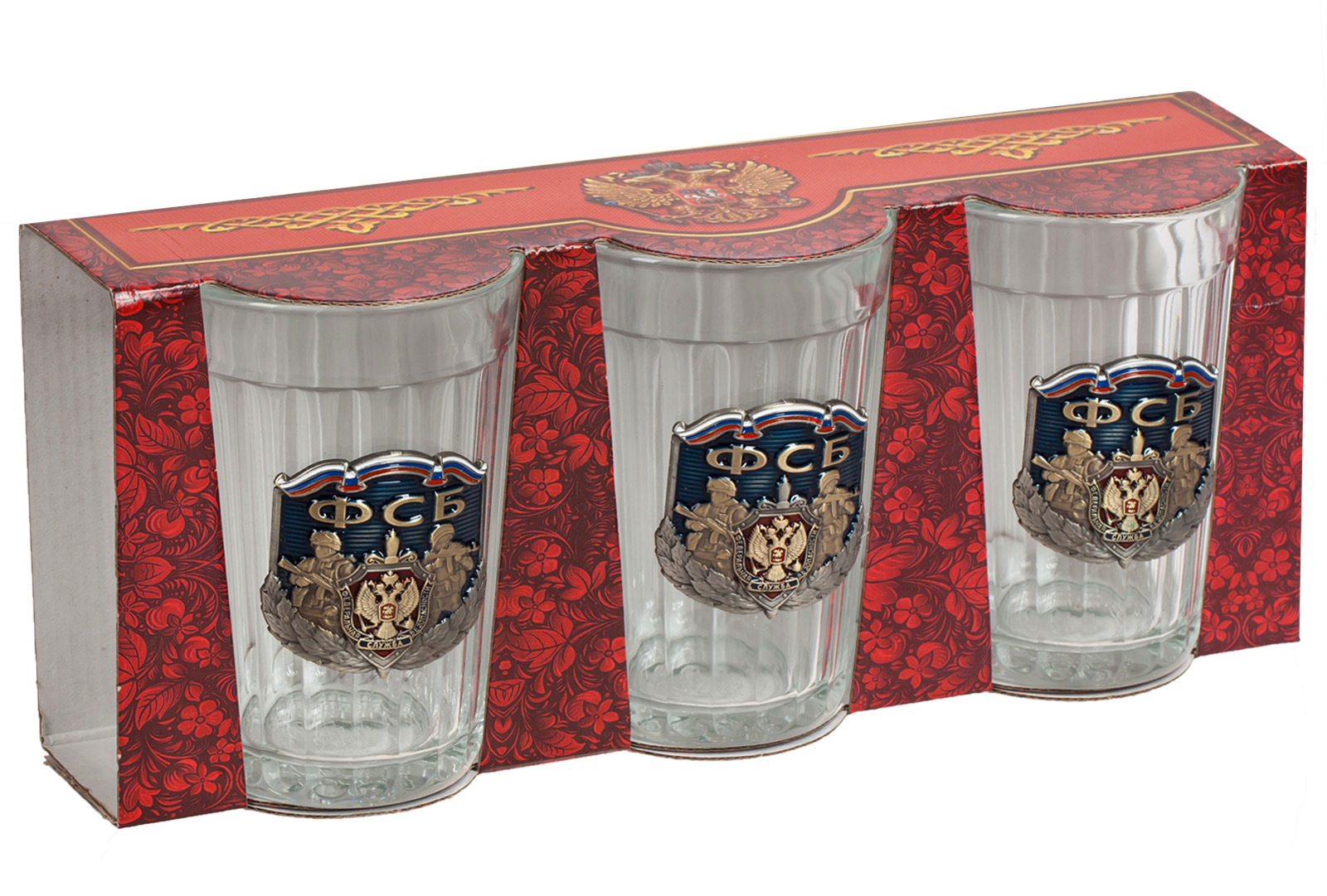 Подарочные стаканы декорированные жетоном ФСБ от Военпро