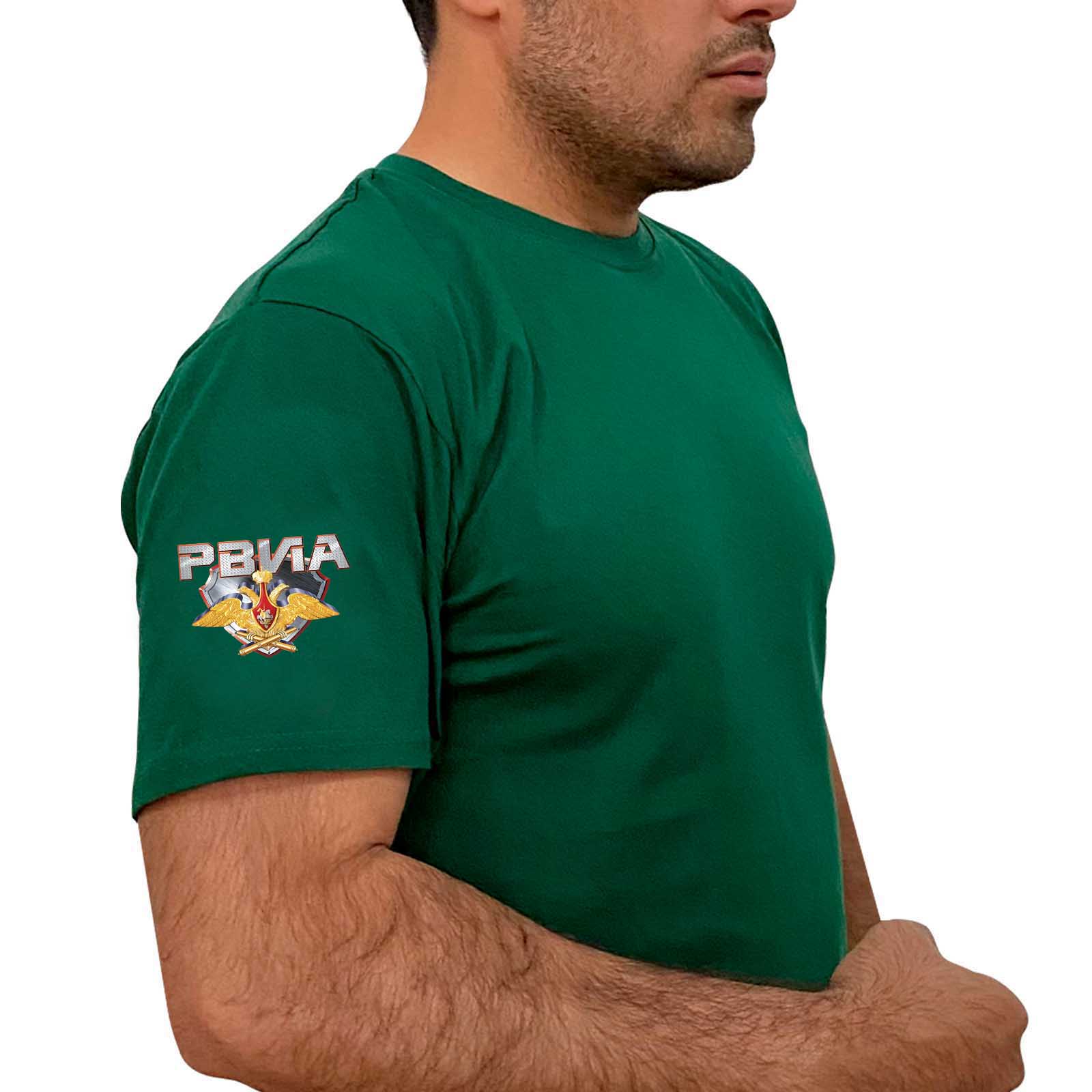 Купить трендовую зеленую футболку с термотрансфером РВиА с доставкой