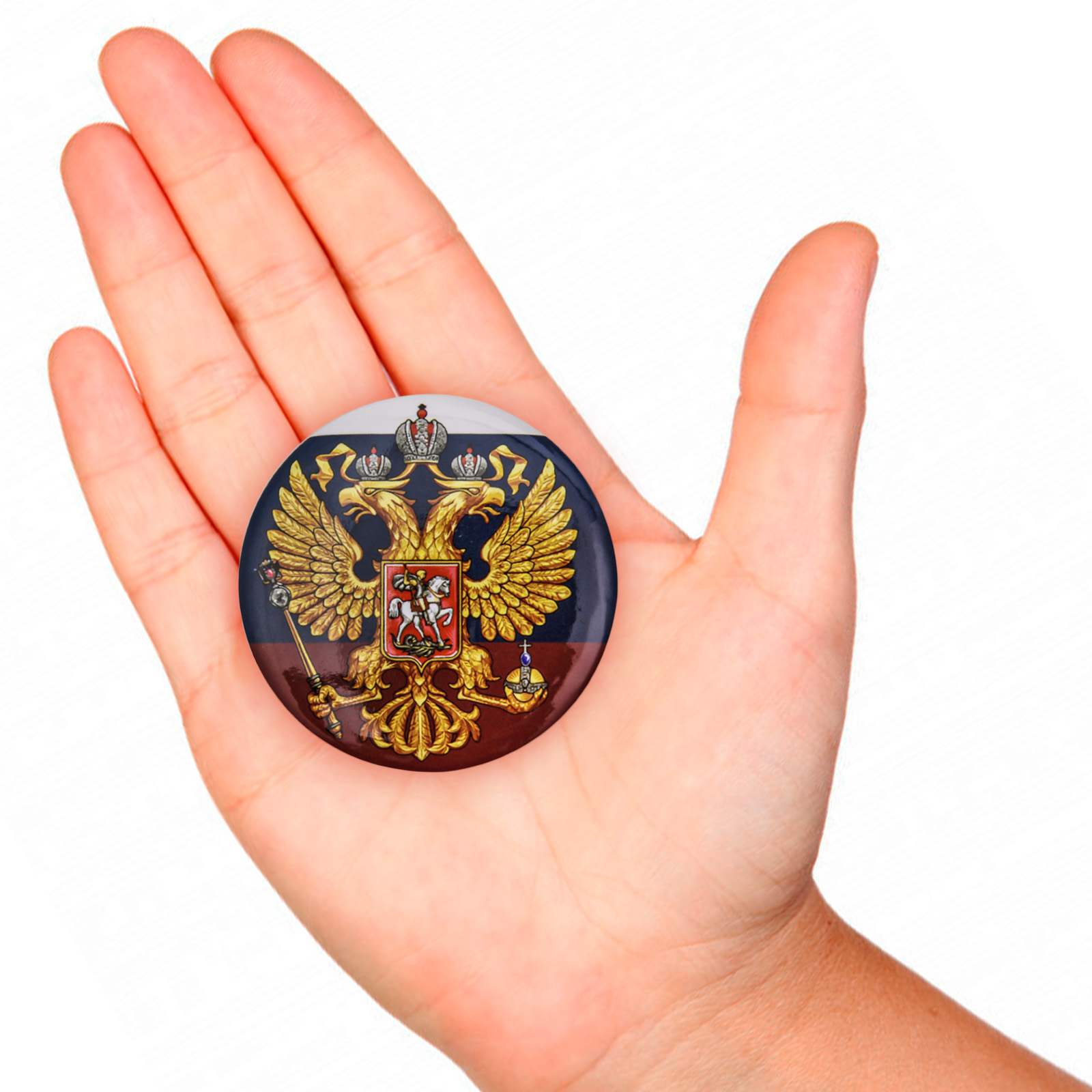 Купить закатный значок с гербом России