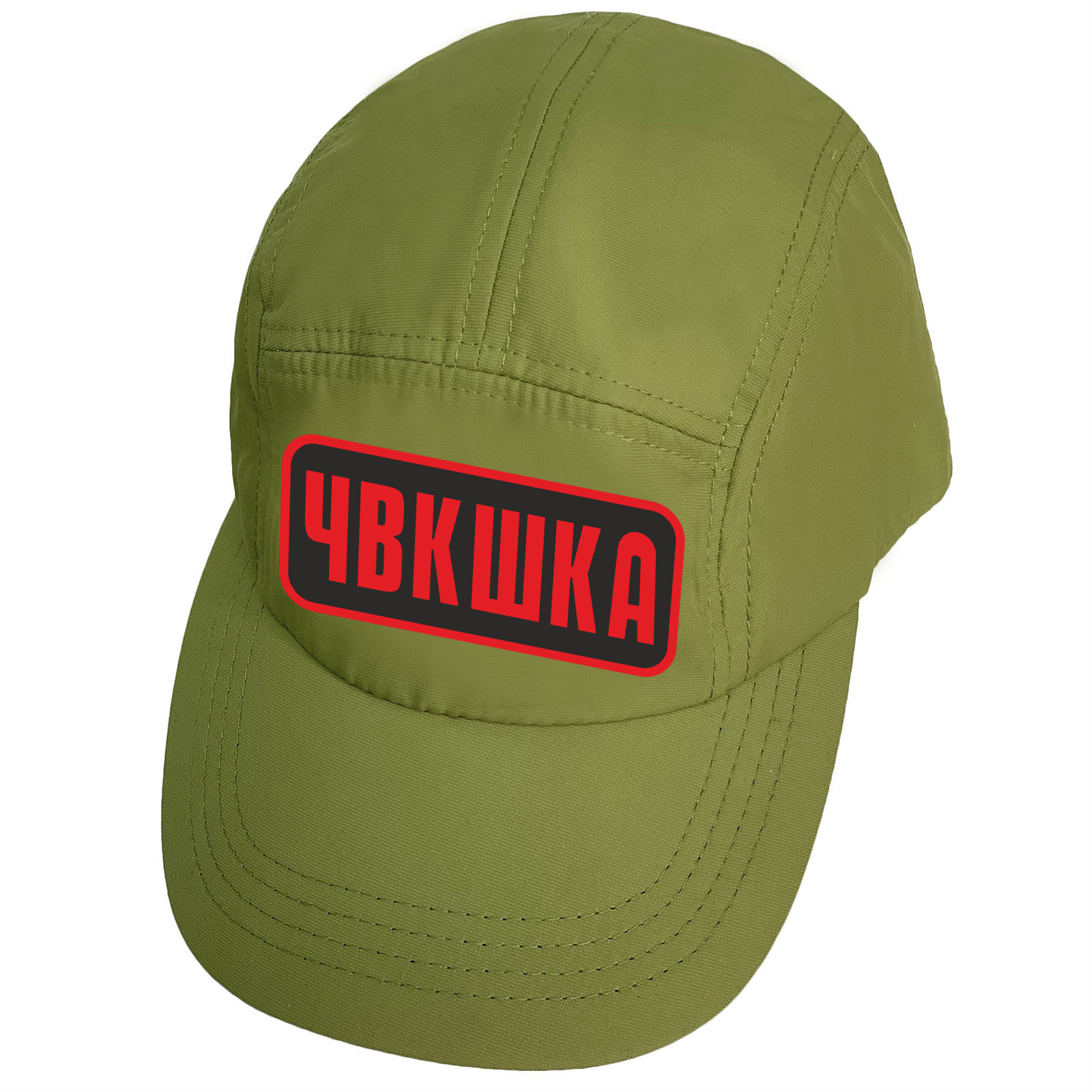 Купить зеленую надежную кепку-пятипанельку с термоаппликацией ЧВКшка онлайн