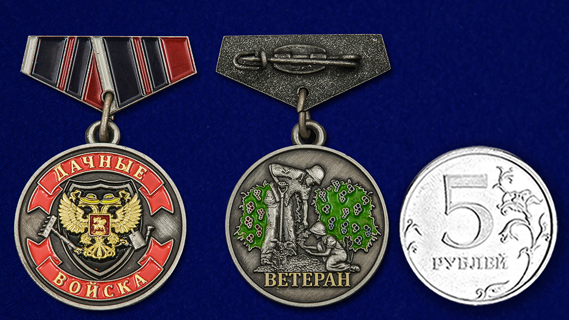 Купить мини-копию медали дачника "Ветеран" недорого